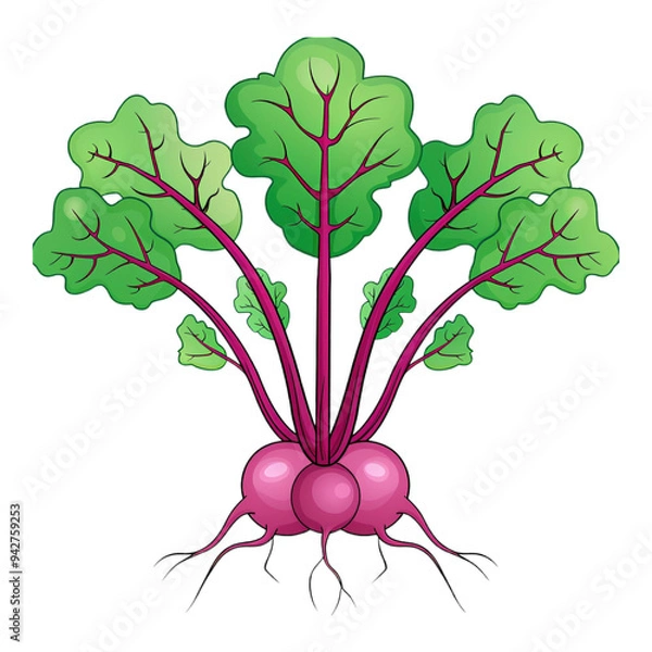 Obraz art of beetroot with leaf on transparent background