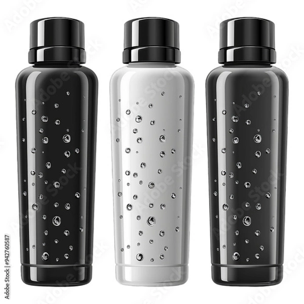 Obraz various plastic bottles for cosmetic storage on transparent background