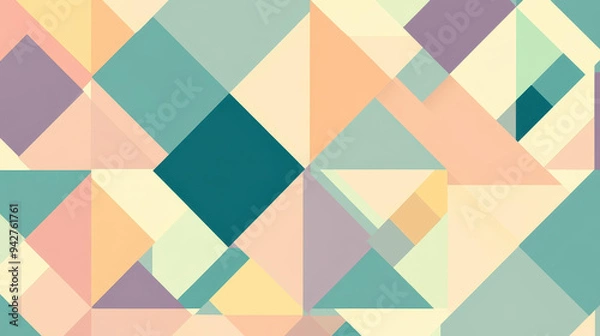 Fototapeta Explore a smooth blend of triangles and squares in light blue, creating a retroinspired geometric pattern for modern design.