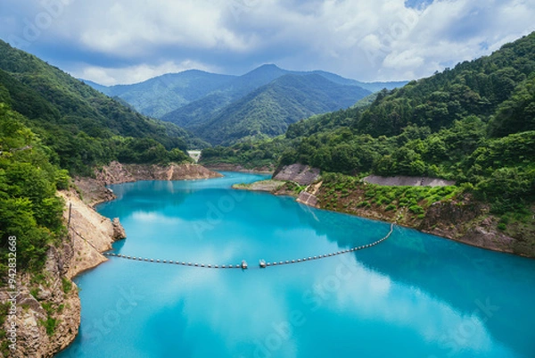 Obraz 奥四万ブルーが映える奥四万湖