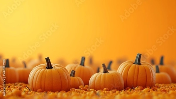 Obraz Vibrant Abstract Pumpkin Patch on Cozy Autumn Background with Minimal Colors long title Vibrant abstract image of a pumpkin patch with minimal colors