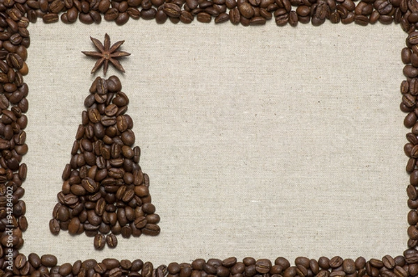 Obraz Christmas tree on sack background