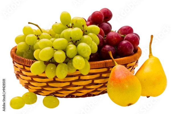 Fototapeta ripe pears and grape of the miscellaneous sort