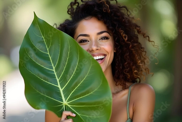 Obraz woman with leaf
