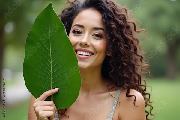 Obraz woman with leaf