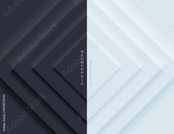 Obraz Neumorphic Backgrounds and Backdrops white tone oval pattern Layered, minimal style background, technology illustration, modern and business, template and banner composition for products.