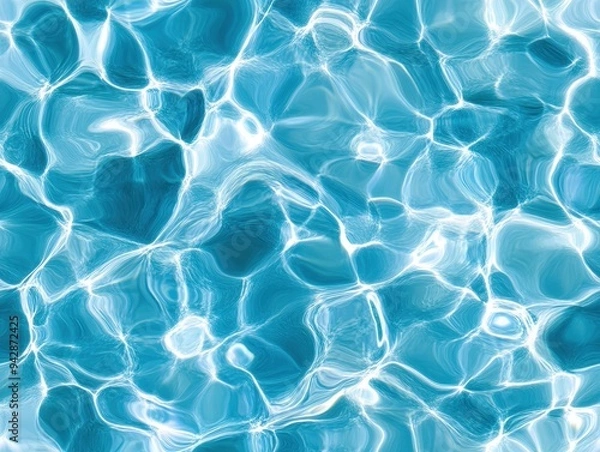 Obraz seamless pattern, Captivating blue water surface with shimmering reflections and gentle ripples, perfect for backgrounds and aquatic themes.
