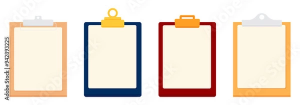 Obraz Set of clipboard empty note collection flat illustration clipart 
