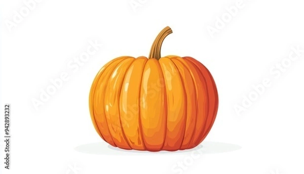 Fototapeta Joyful pumpkin depicted in a simple flat design vector, clearly isolated against a white background.