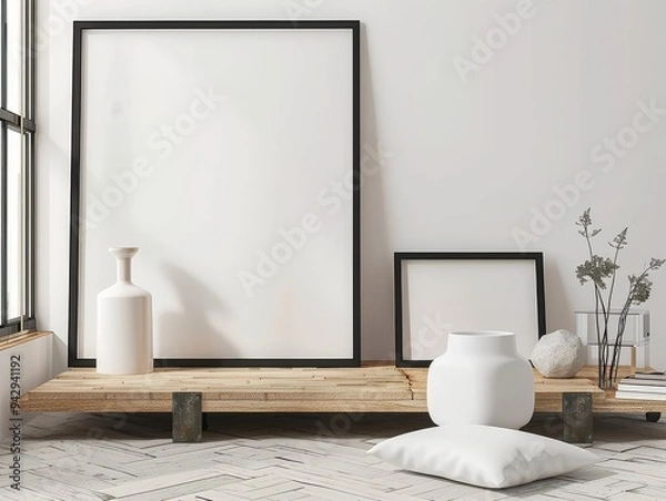 Obraz Interior mockup featuring a house background and stylish decor.