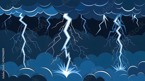 Fototapeta A cartoon animation of a lightning strike.