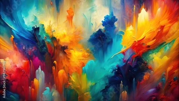 Fototapeta Abstract painting with bold colors and dynamic shapes, abstract, painting, vibrant, colorful, contemporary, artistic