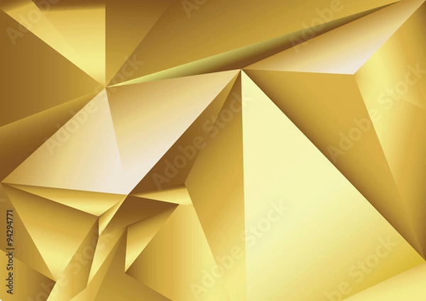 Fototapeta Abstract gold geometric background. 3d polygonal texture.