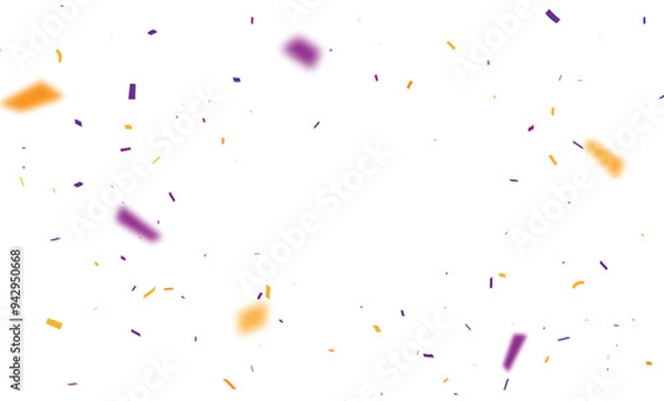 Fototapeta Purple and orange confetti, ribbon banner, isolated on transparent background