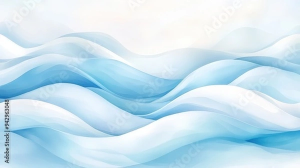 Fototapeta The image is a blue wave with white water. The blue color of the wave is very calming and peaceful. The white water adds a sense of depth and contrast to the image. Scene is serene and tranquil