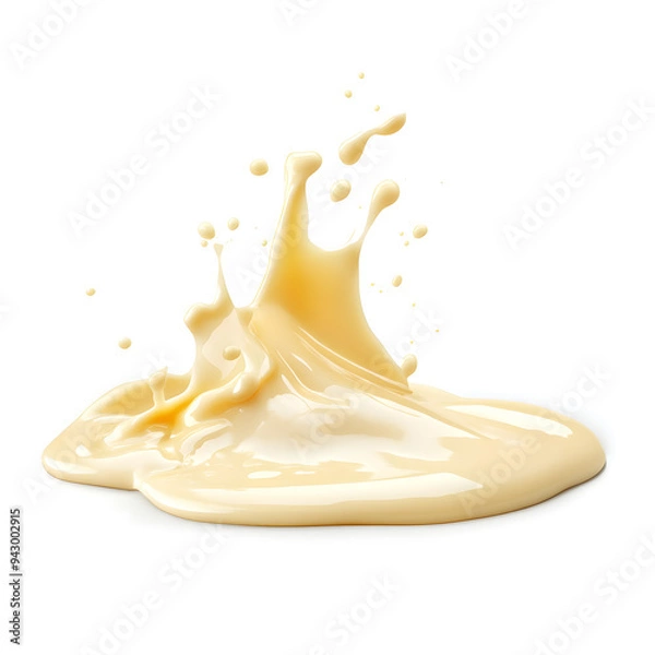 Fototapeta Splash of white cream texture isolated on white background. Face creme, body lotion swatch. 