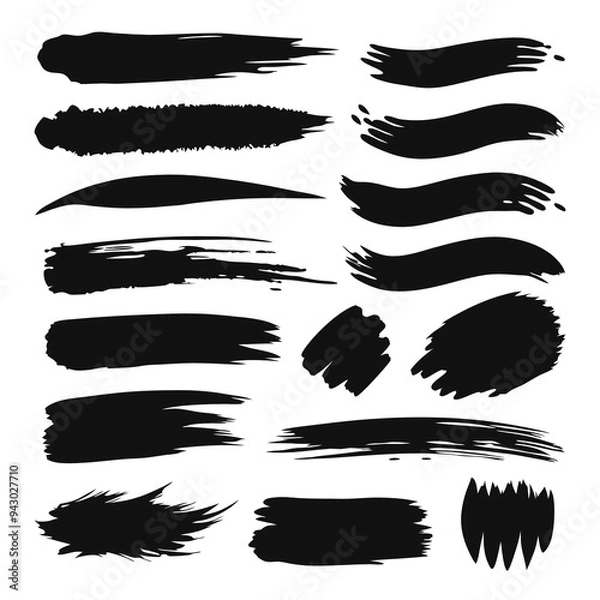 Fototapeta set of strokes and splashes 20, vector, bird, silhouette, grunge, paint, brush, illustration, black, eagle, design, set, art, wing, flying, animal, ink, symbol, stroke, element, texture, icon, splash,