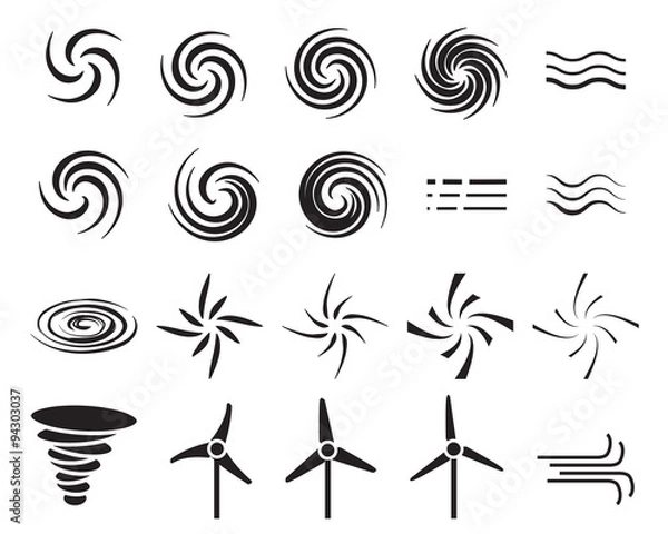 Fototapeta Set of wind icons in many style
