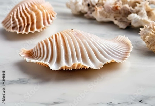 Fototapeta Seashells are beautiful, used as decorations, have patterns and colors.