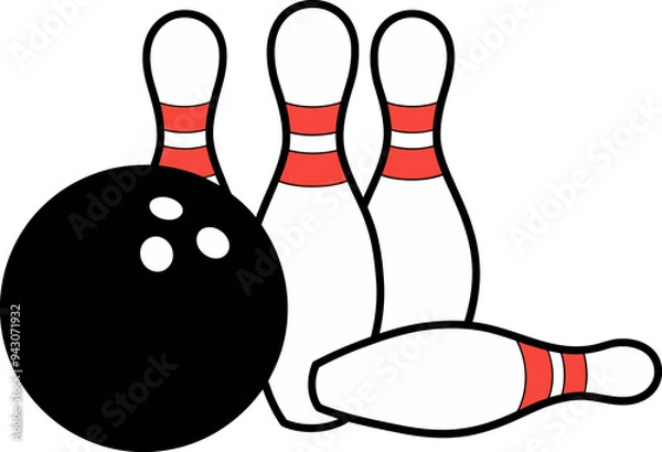 Fototapeta bowling ball and pins illustration