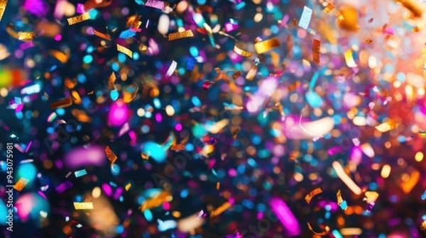 Fototapeta Colorful confetti explosion at festive celebration