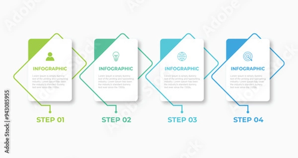 Fototapeta Vector Infographic label design template with icons and 4 options or steps. Can be used for process diagram, presentations, workflow layout, banner, flow chart, info graph.