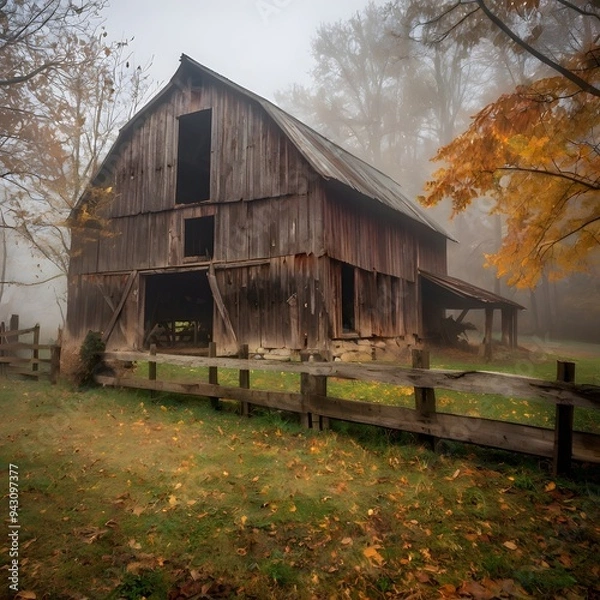 Obraz old barn in autumn