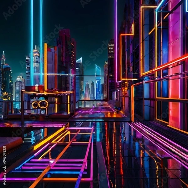 Obraz Meta city at Night