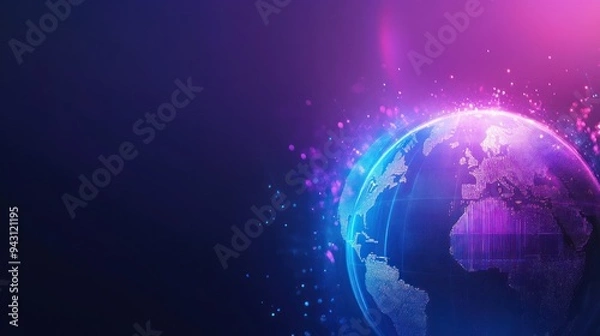 Fototapeta A blue and purple globe with a lot of sparkles around it