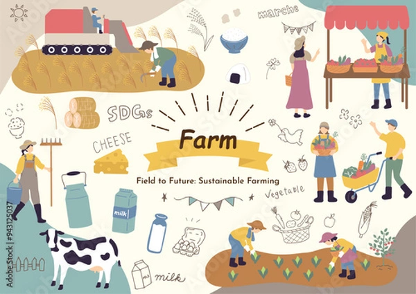 Fototapeta 農業を営む人たち