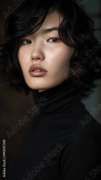 Fototapeta Captivating Portrait of an Elegant Asian Woman Exuding Sophistication and Intrigue