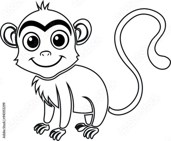 Obraz Happy monkey character in sunglasses showing V-sign