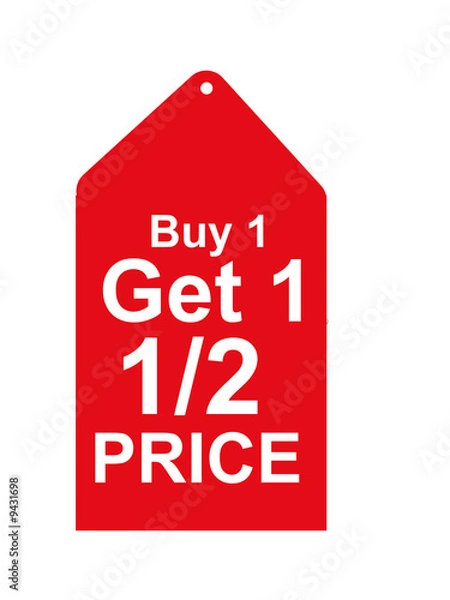 Fototapeta Buy One Get One Half Price Tag