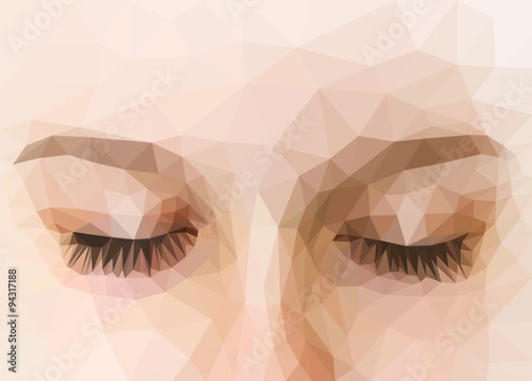 Obraz polygonal eyes closed high precision