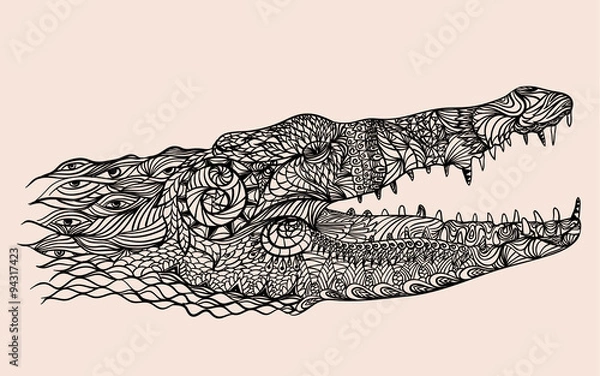 Obraz Zentangle stylized crocodile head vector illustration