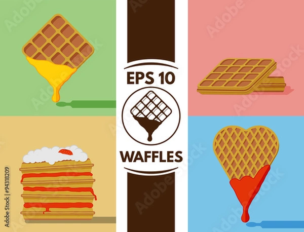 Fototapeta Flat waffles collection eps10