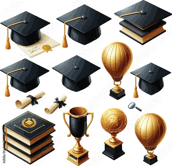 Obraz graduation cap illustration vector