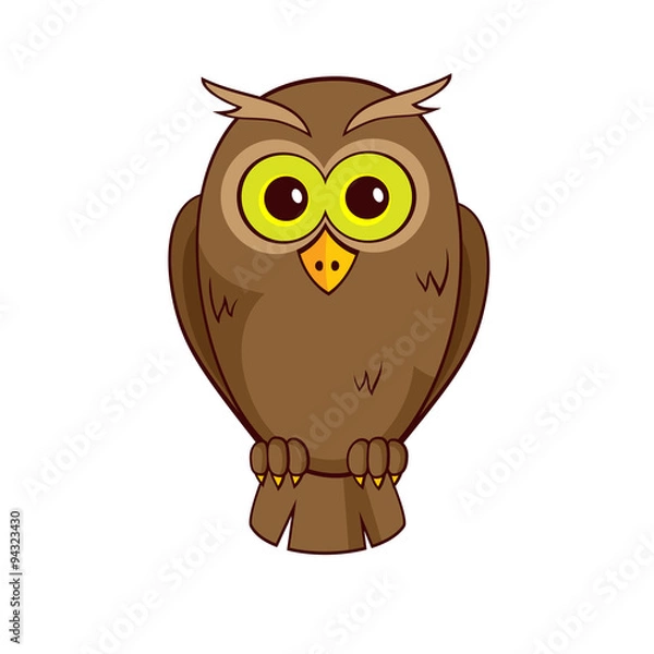 Obraz Cute litte owl isolated on white background. Vector graphics.