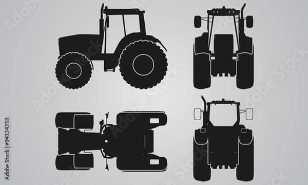 Obraz Front, back, top and side tractor projection