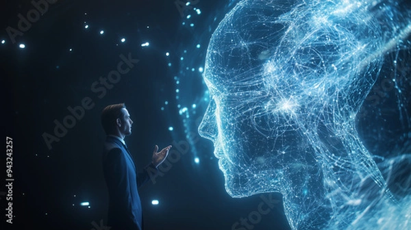 Fototapeta Innovative Concepts in Smart Connectivity, Data Processing, and Neural Interfaces for Futuristic Collaboration and Intelligent Design