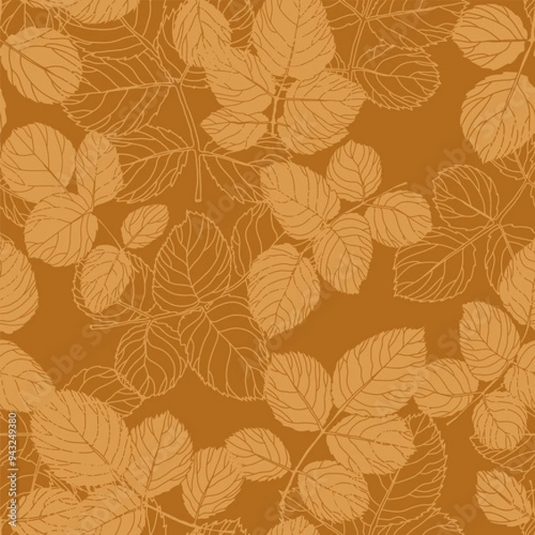 Fototapeta Dark Orange Leaves Pattern vector