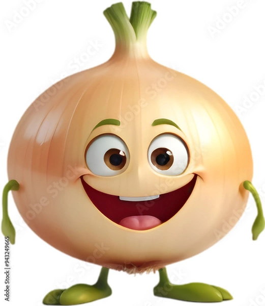 Fototapeta Adorable onion character with big eyes and cheerful smile. 