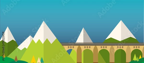 Obraz Mountain bridge landscape vector