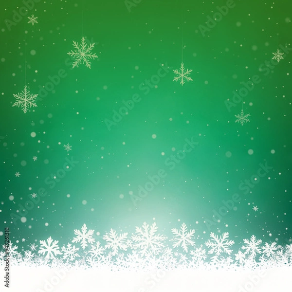 Obraz green christmas background with snowflakes