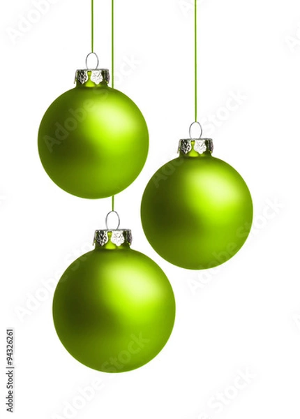 Fototapeta Drei Grüne Weihnachtskugeln