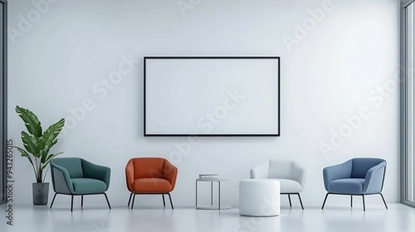 Obraz Futuristic 3D Illustration of a Tech-Savvy Classroom Environment with Copy Space for Text on White Background