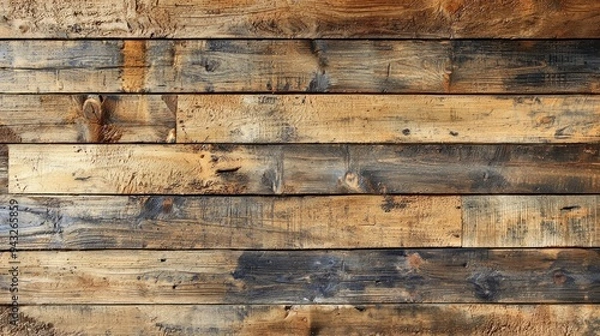 Fototapeta Rustic weathered wooden plank wall with natural textures Generative AI