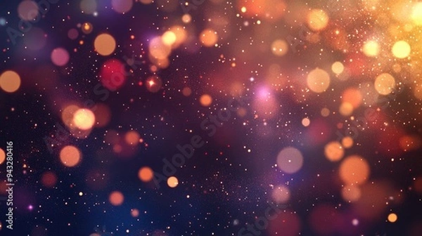 Fototapeta Elegant abstract background with bokeh lights and stars 3D cartoon rendering texture