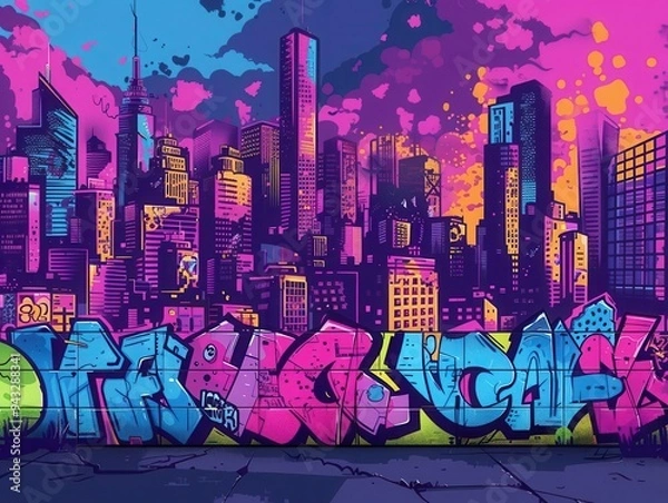 Fototapeta 38 Graffiti revolution flat design front view city rebellion theme 3D render Complementary Color Scheme