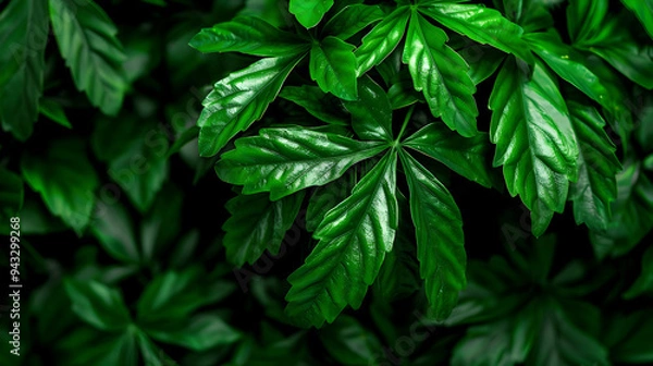 Fototapeta Close Green Plant With Lots Leaves